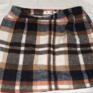 Trendy Plaid Mini Skirt in Black, Brown, Pink and Cream